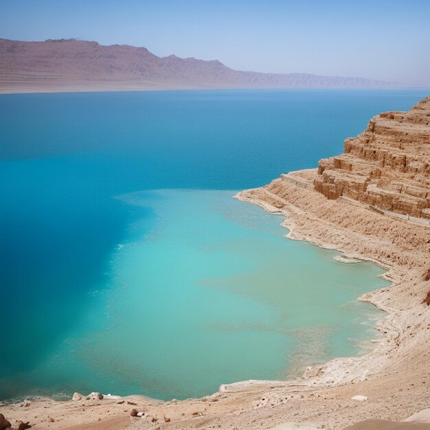 Un lac avec une eau bleue et un ciel bleu