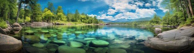 Photo un lac étonnant sur le fond des montagnes