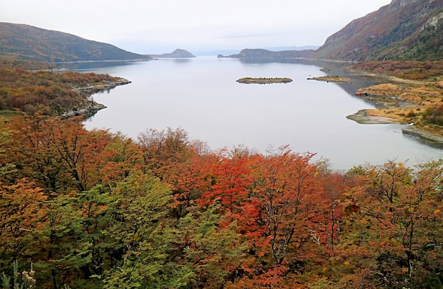 Le lac Fagnano a également appelé le lac Cami en automne, le Parc National de la Terre de Feu, Ushuaia, Patagonie, Argentine, Amérique du Sud