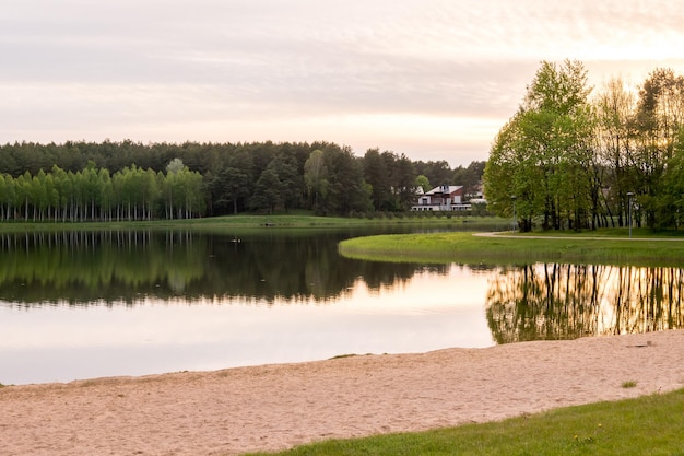 Le lac forestier, la rivière dans la forêt