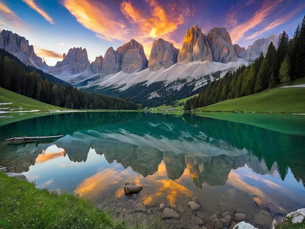 Photo un lac avec une montagne en arrière-plan merveilleux reflet du ciel beaux reflets