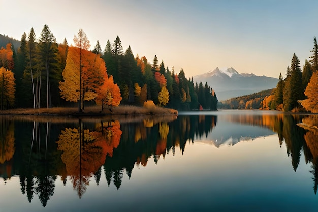 Un lac avec une montagne en arrière-plan