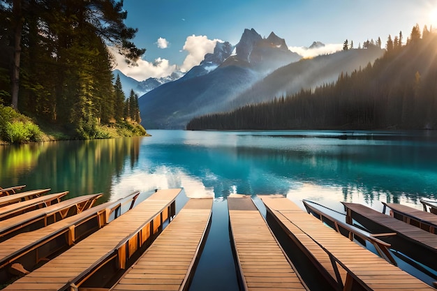 Un lac avec une montagne en arrière-plan