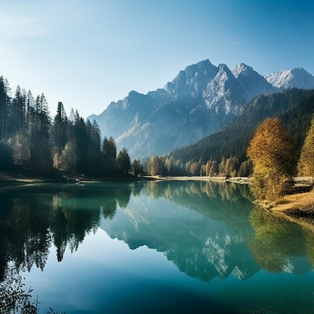 Un lac de montagne avec un lac bleu et une montagne en arrière-plan