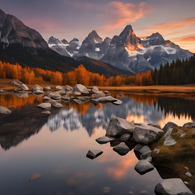 un lac de montagne avec une montagne en arrière-plan et un lac en premier plan