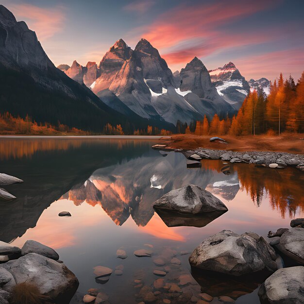 un lac de montagne avec une montagne en arrière-plan et un lac en premier plan