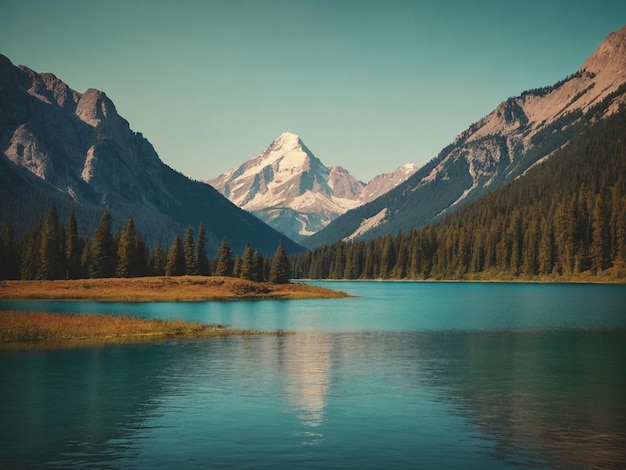 un lac de montagne avec une montagne en arrière-plan