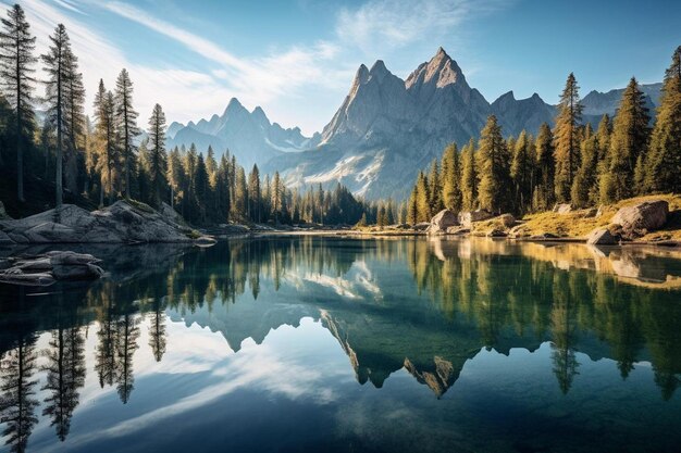 Un lac de montagne avec une montagne en arrière-plan