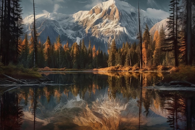 Un lac de montagne avec une montagne en arrière-plan