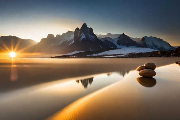 un lac de montagne avec une montagne en arrière-plan