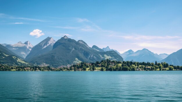 Lac avec montagnes en arrière-plan