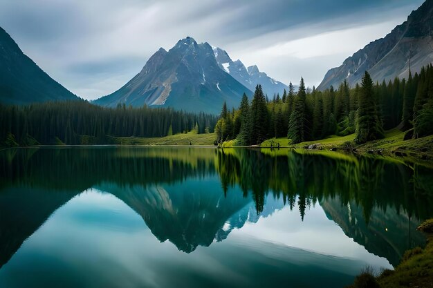 Un lac avec des montagnes en arrière-plan