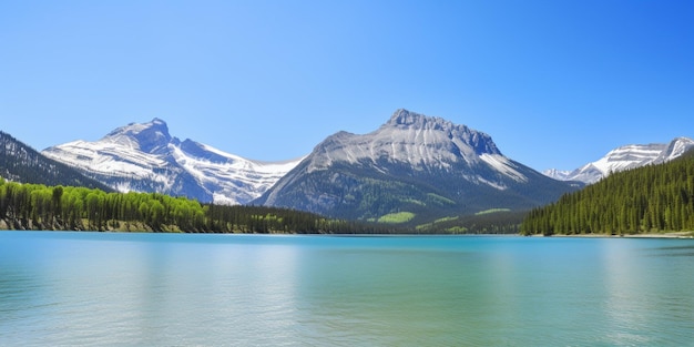 Un lac avec des montagnes en arrière-plan