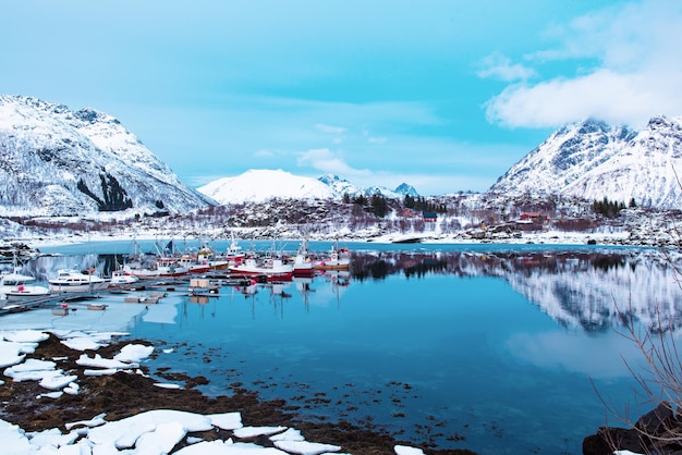 Lac de Norvège d'hiver