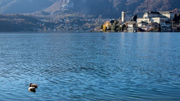 Photo lac d'orta région du piémont paysages italiens