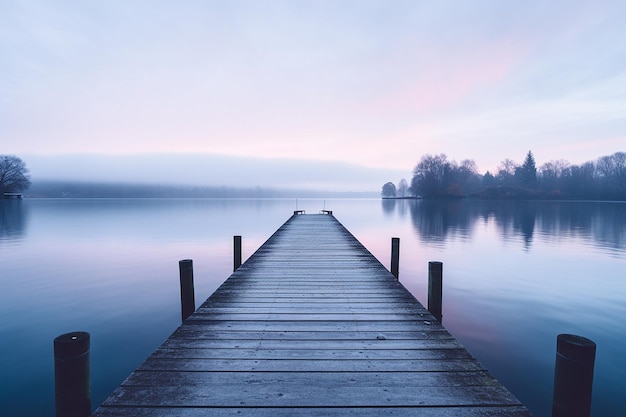 Un lac paisible et esthétique au lever du soleil