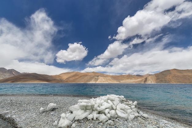 Le lac Pangong est le plus haut lac d'eau salée du mondePangong Tso ou lac Pangong Ladakh Inde