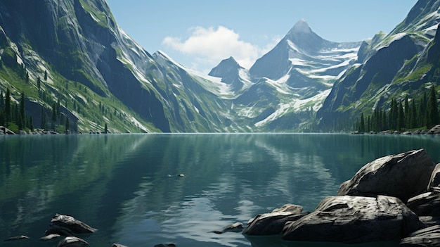 lac panoramique de montagne haute définitionhd image créative photographique