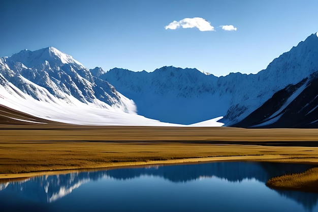 Lac de paysage de montagne et grand panorama