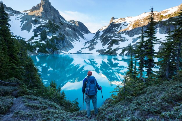 Lac de sérénité dans les montagnes en saison estivale. Beaux paysages naturels.