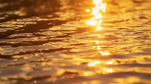 Photo le lac tranquille est baigné dans des nuances d'or et d'ambre au coucher du soleil créant un sentiment de calme et