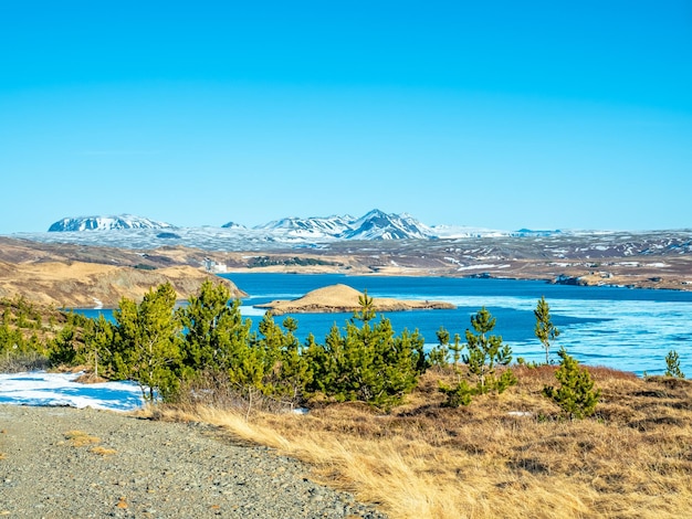 Lac Ulfljotfvatn situé dans le sud de l'Islande avec une belle vue sur la nature environnante