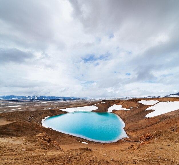 Lac volcanique aux eaux turquoises en Islande