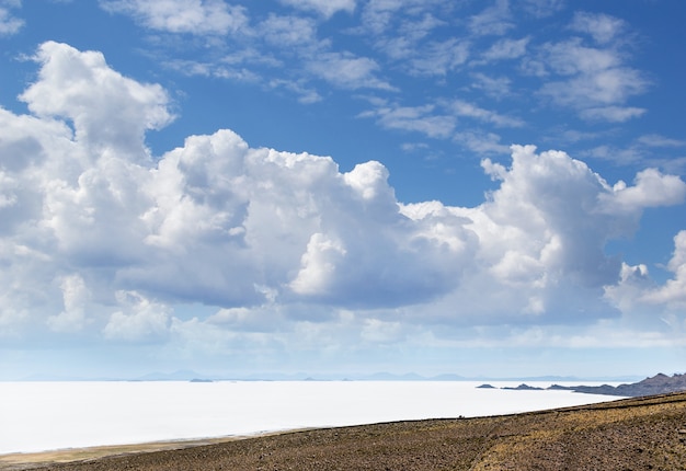 Les lacs salés loin en Bolivie