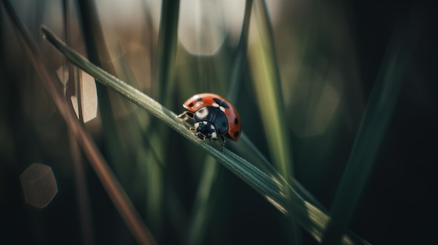 Lady Bug sur brin d'herbe