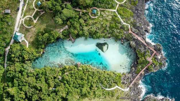 Photo lagune de wekuri en vue d'oiseau