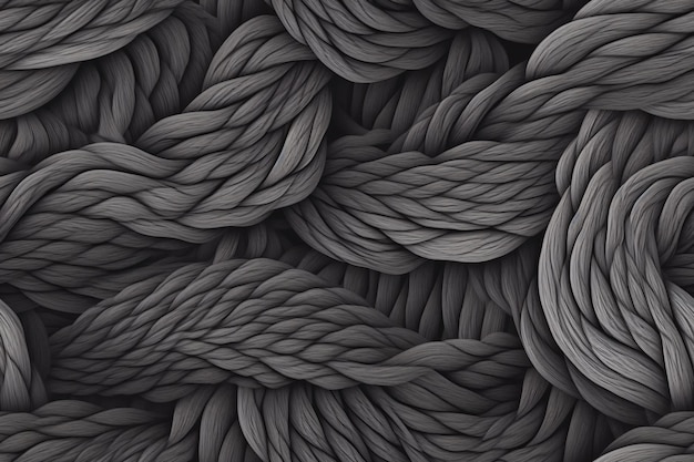 Laine à tricoter gris chiné sans couture macro texture background Gros pull gros fil à tricoter motif Ai générative