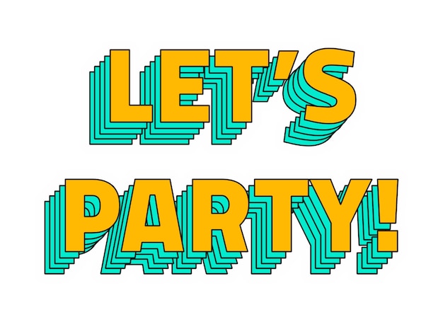 Laisse la fête png autocollant en couches typographie style rétro