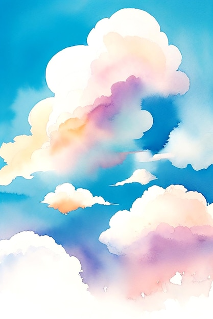 Laissez votre imagination s'élever avec ce concept unique et diversifié d'un ciel à l'aquarelle peint à la main