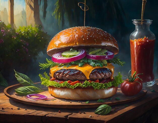 Laissez-vous tenter par le plaisir artisanal d'un Burger rustique et juteux