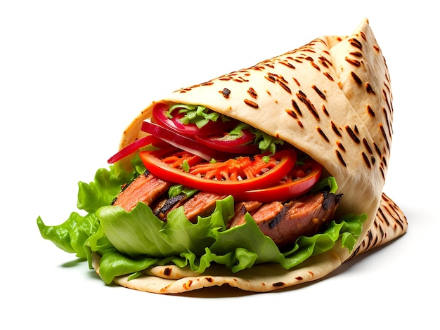 Photo laissez-vous tenter par les saveurs d'un wrap doner kebab à base de viande succulente ai_generated