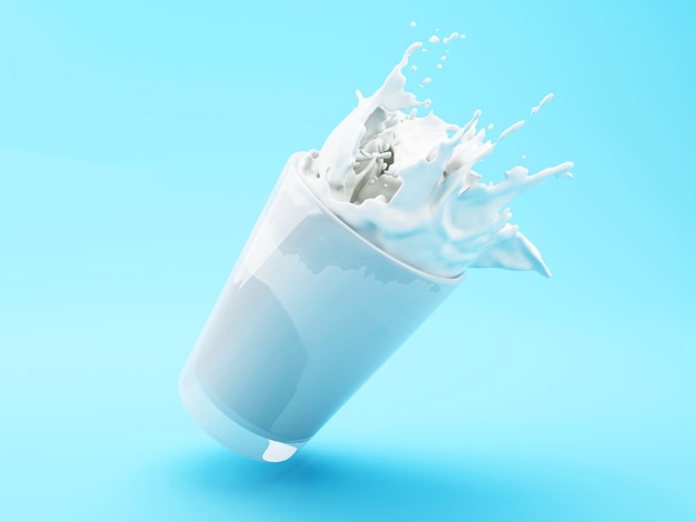 Lait 3D éclaboussant de verre