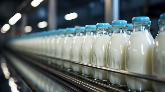 Photo le lait dans un procédé d'usine