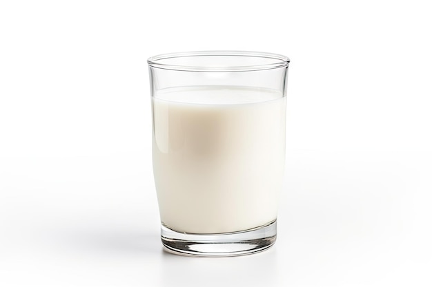 Le lait dans un verre isolé sur blanc de près