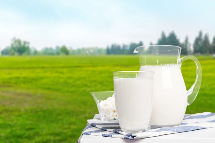 Lait frais sur la table