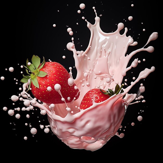 Le lait de fraise éclaboussé