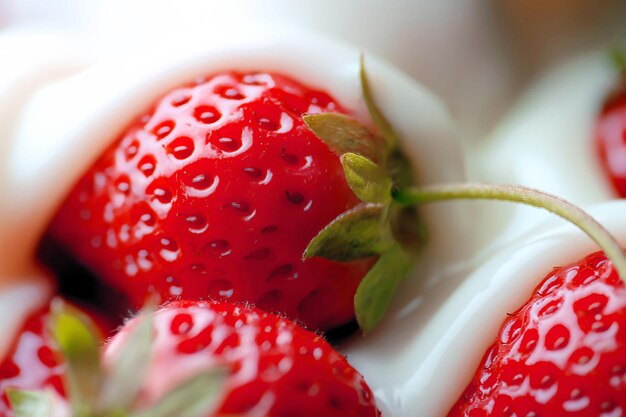 Photo le lait, les fraises fraîches, les desserts aux fruits