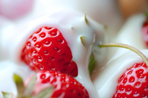 Le lait, les fraises fraîches, les desserts aux fruits