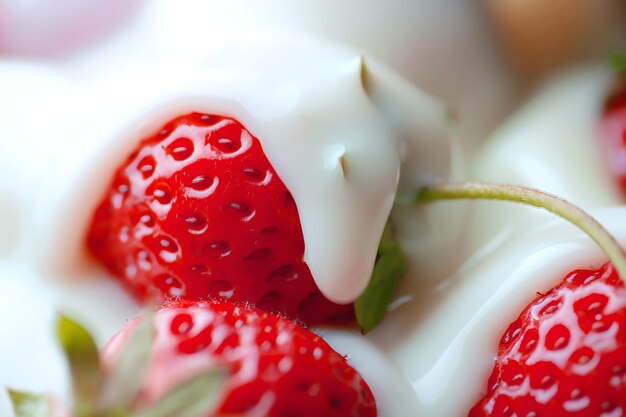 Le lait, les fraises fraîches, les desserts aux fruits
