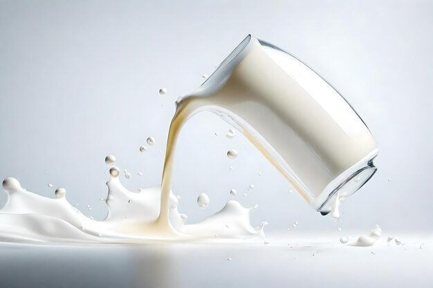 Photo lait liquide avec une tasse de chocolat et des gouttes éparses