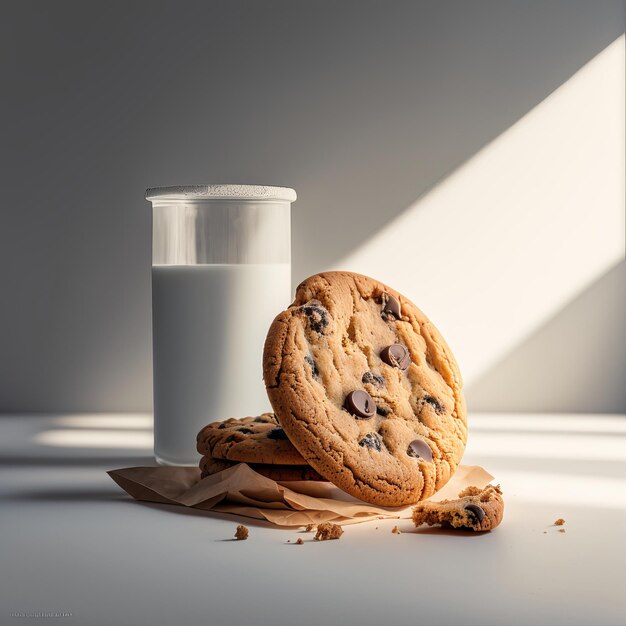 Photo lait savoureux et délicieux biscuits