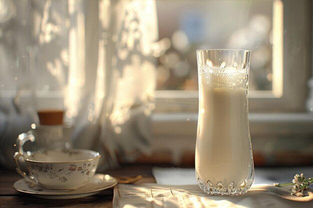 Le lait sur la table.