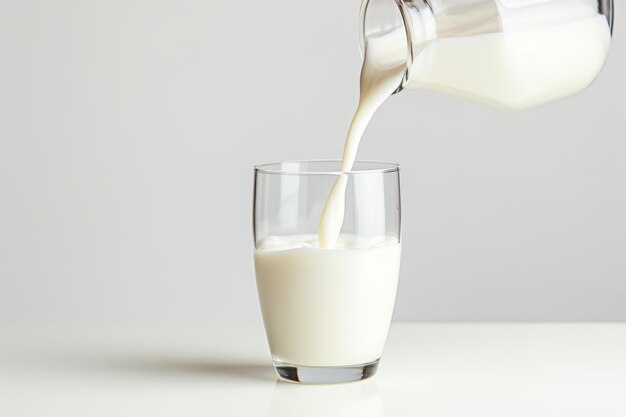 Lait versé sur fond neutre