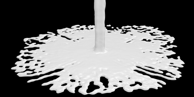 Lait verser de l'eau liquide blanc éclaboussures d'eau illustration 3d