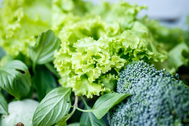 Laitue brocoli et légumes verts