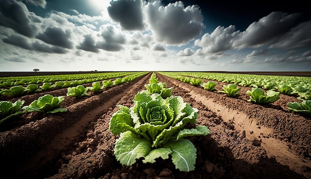 Laitue fraîche jardin vert belle nature paysage fond photo illustration